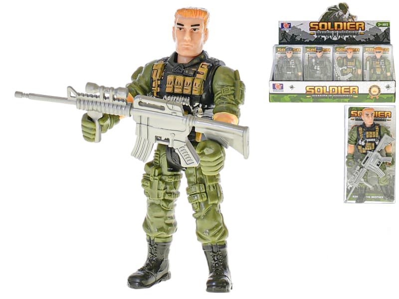 Vojak so zbraňou figúrka 12cm - sivá - náhodný