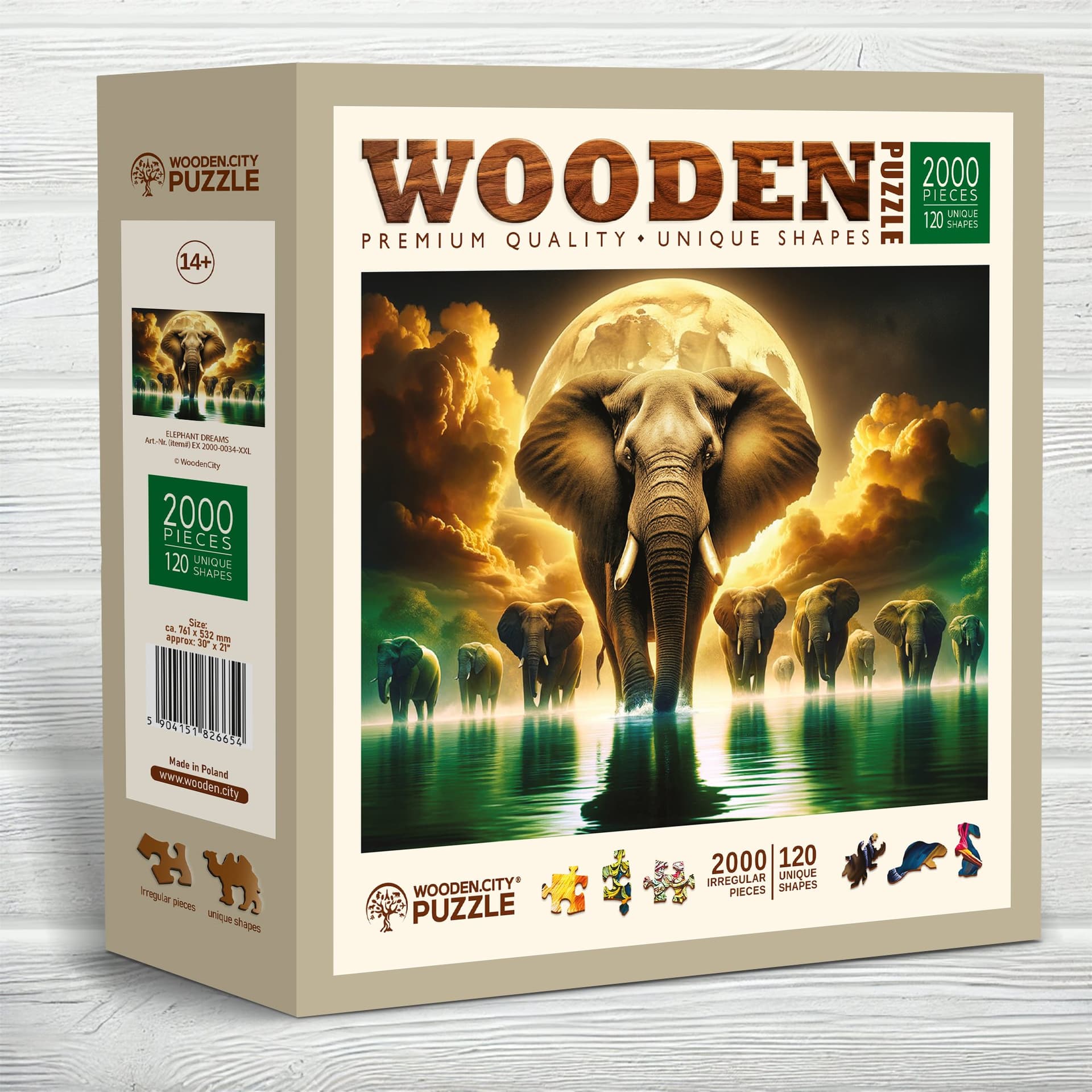 WOODEN CITY Dřevěné puzzle Sloní sny 2000 dílků