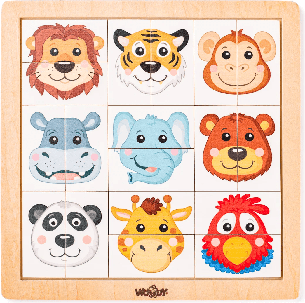 WOODY Vkládací puzzle Zvířecí hlavy
