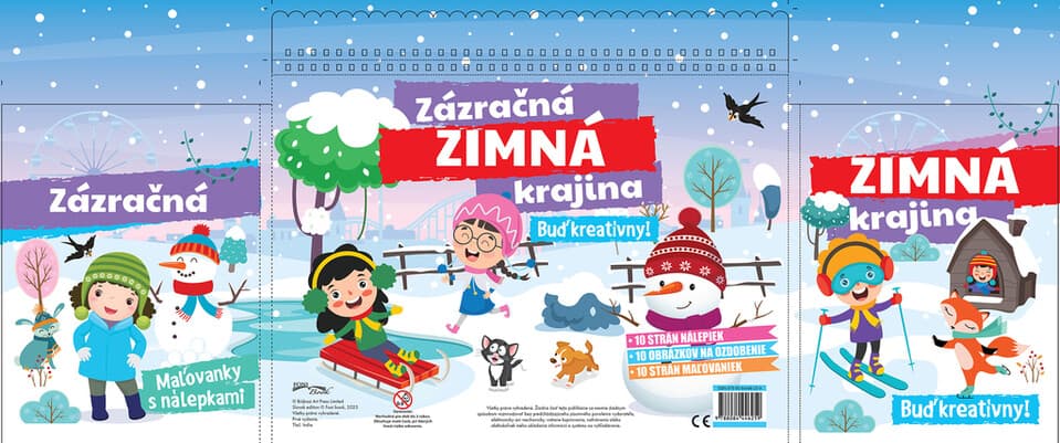 Zázračná zimná krajina maľovanky s nálepkami