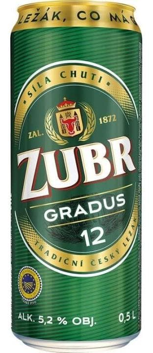 ZUBR Gradus 12, svetlé pivo 5,2% v plech. 0,5L