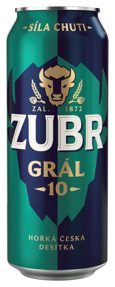 ZUBR Grál 10, svetlé pivo 4,2% v plech. 0,5L