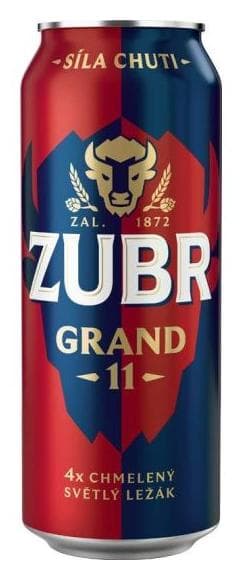 ZUBR Grand 11, svetlé pivo 4,8% v plech. 0,5L