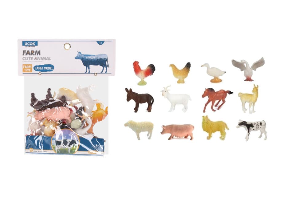 Zvieratká figúrky farma 12ks,10cm